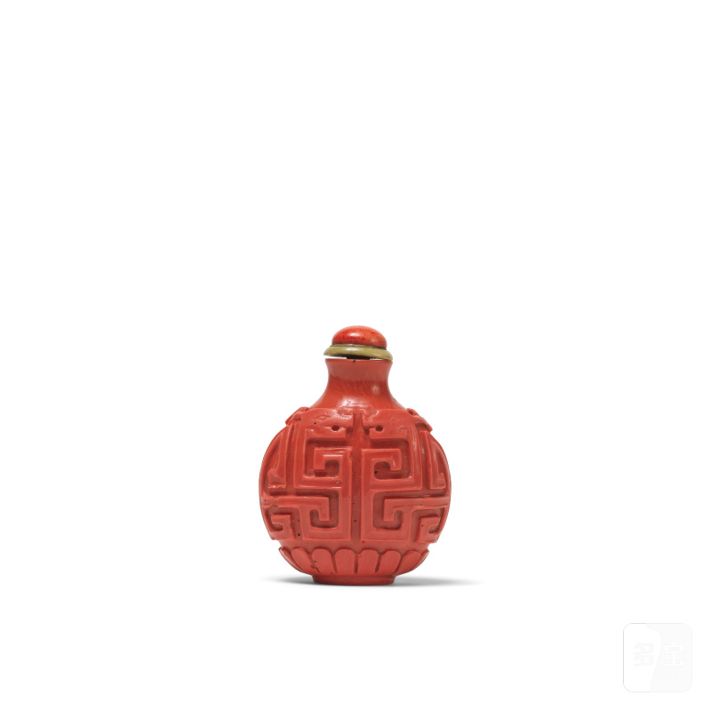 珊瑚雕鼻烟壺 「乾隆年製」刻款 | TABATIÈRE EN CORAIL - 图1